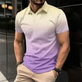 thumbnail image 1 of COSFO Gradient Shirts for Men Short Sleeve Collared Casual Pullover Loose Button Mens T-Shirts, 1 of 6