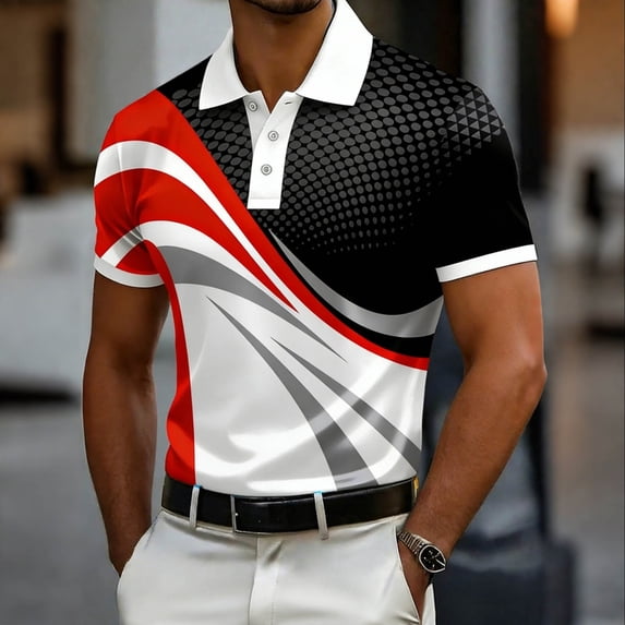 COSFO Graphic Polo Shirts for Men Big And Tall Golf Short Sleeve Tops Pullover Collared Performance Quick Dry Regular Fit Mens Graphic Tees