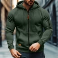thumbnail image 1 of COSFO Green Mens Jacket Hooded Workout Sweatshirts Loose Fit Long Sleeve Full Zip with Pockets Sport Coats for Men, 1 of 5