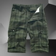 thumbnail image 1 of COSFO Green Shorts Men Plaid Casual Cargo Multi Pocket Shorts Comfort Waist Button Zipper Shorts, 1 of 5