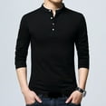thumbnail image 1 of COSFO Henley Men Shirt Black Casual Long Sleeve Button Pullover Solid Mens T-Shirts, 1 of 4