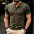 thumbnail image 1 of COSFO Henley T Shirts for Man Cotton Green Short Sleeve Summer Classic T-Shirt Pullover Workout Slim Fit Casual Tops, 1 of 9