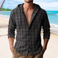 thumbnail image 1 of COSFO Hooded Mens Hoodies Button Down Plaid Casual Tops Long Sleeve Drawstring Loose Mens Shirts, 1 of 8