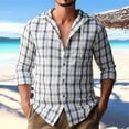 thumbnail image 1 of COSFO Hooded Mens Hoodies Plaid Casual Button Down Tops Drawstring Long Sleeve Loose Mens Shirts, 1 of 8