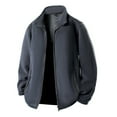 thumbnail image 1 of COSFO Jacket for Men Zip Up Winter Gray Fleece Outerwear with Pockets Loose Fit Warm Stand Colla Long Sleeve Mens Sport Coat, 1 of 4