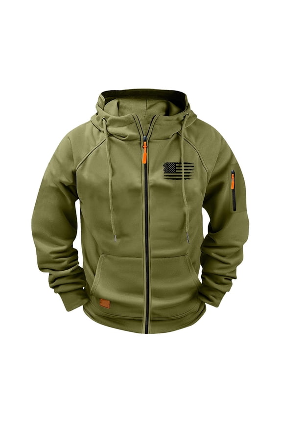 Jackets for Men American Flag Lightweight Hooded Zip Up Sweatshirts Jacket Loose Fit with Pockets Long Sleeve Mens Coat