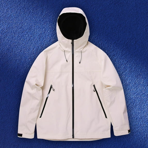 COSFO Jackets for Men Hooded Solid Zip Up Windbreaker Hiking Casual with Pockets Long Sleeve Loose Men Coats