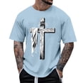 thumbnail image 1 of COSFO Jesus Cross Tshirts Shirts for Men Easter Short Sleeve Graphic Tees Crew Neck Summer Loose Fit Tops, 1 of 5