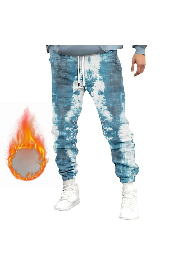 Jogger Men Sweatpants Workout Tie Dye Fleece Lined Multicolor Athletic Pant Relaxed Drawstring with Pockets Running Elastic Waist Sweatpants