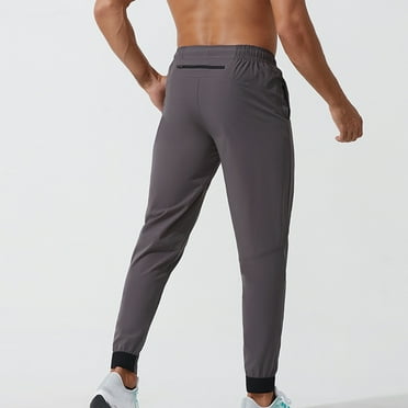 COSFO Joggers Baggy Sweatpants Men Full Taper Gray Athleisure Elastic Waist Drawstring Solid Casual Pants for Men