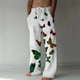 thumbnail image 1 of COSFO Joggers Mens Baggy Sweatpants Wide-Leg Full White Straight-Leg Casual Elastic Waist Drawstring Butterfly Mens Pants Slim Fit, 1 of 5