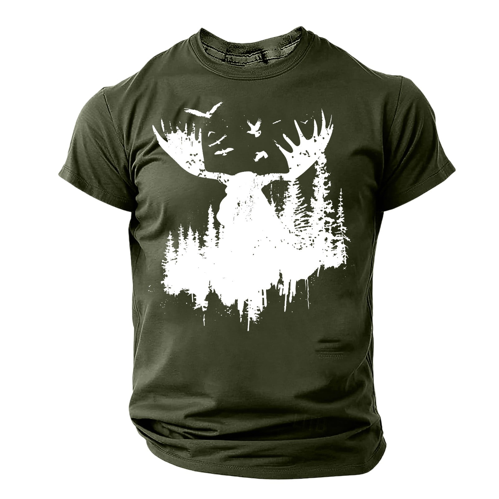 Men's Casual White Cartoon Print Relaxed Fit T-Shirt