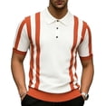 thumbnail image 1 of COSFO Knit Mens Polo Shirts Short Sleeve Casual Striped Shirt Golf Button Pullover Slim Fit Collared Tops, 1 of 5