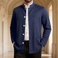 thumbnail image 1 of COSFO Lightweight Jacket for Men Vintage Casual Suit Jacket Long Sleeve with Pockets Button Down Loose Fit Stand Colla Mens Coats, 1 of 9