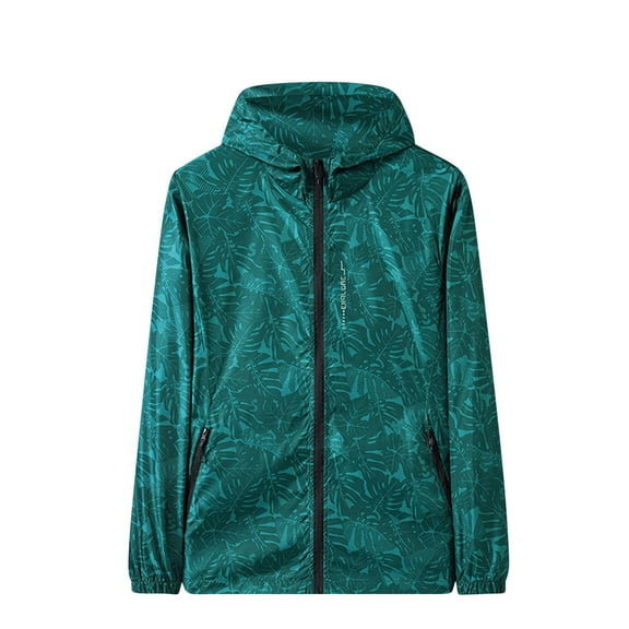 COSFO Long Sleeve Men Hoodie Hooded Casual Camouflage Full Zip Tops Sunscreen with Zipper Pockets Loose Hoodies