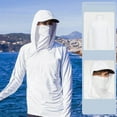 thumbnail image 1 of COSFO Long Sleeve Men Hoodies Casual Gray Sunscreen Shirts Lightweight Loose Fit Pullover with Mask Hooded Mens T-Shirts, 1 of 4