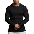 thumbnail image 1 of COSFO Long Sleeve Men Shirts Casual Crew Neck Black Slim Solid Pullover T Shirts Men, 1 of 1