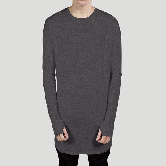 COSFO Long Sleeve Men's Shirts Crew Neck Solid Casual Tops Warm Loose Pullover Undershirts