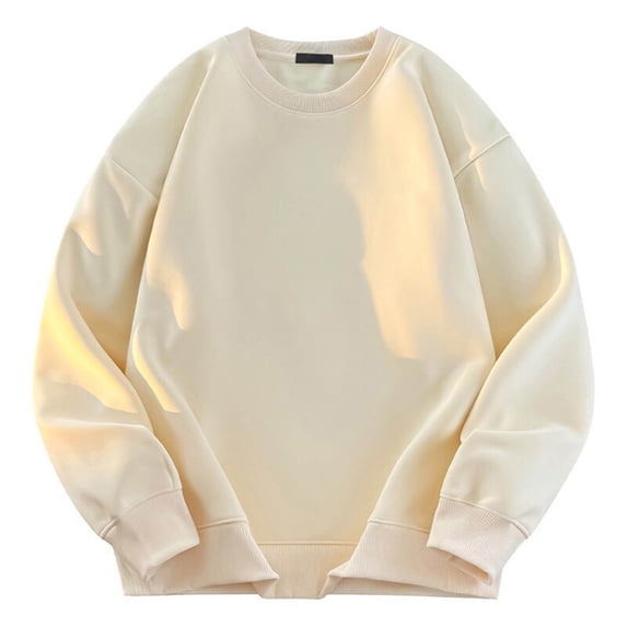 COSFO Long Sleeve Men's Sweatshirts Casual Solid Crew Neck Tops Loose Pullover Sweatshirts