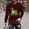 thumbnail image 1 of COSFO Long Sleeve Men's T-Shirts Crew Neck Red St Patricks Day Casual Tops Loose Drop Shoulder T-Shirts Men's Shirts, 1 of 6