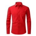 thumbnail image 1 of COSFO Long Sleeve Mens Button Down Shirt Cotton Red Dressy Basic Tops Collared Slim Fit with Pocket Business T Shirts for Man, 1 of 3