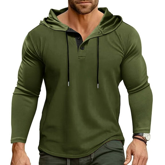 COSFO Long Sleeve Mens Hoodies Mesh Casual Hooded Green Shirts Workout Pullover Loose Fit Lightweight Big And Tall Shirts for Men