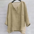 thumbnail image 1 of COSFO Long Sleeve Mens Shirts Yellow V-Neck Casual Pullover Solid Linen Men T Shirts, 1 of 3