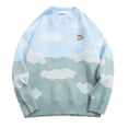 thumbnail image 1 of COSFO Long Sleeve Mens Sweaters for Cold Weather Knit Blue Crew Neck Cow Sweaters Drop Shoulder Men Pullover Sweater, 1 of 6