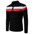 thumbnail image 1 of COSFO Long Sleeve Mens T-Shirts Striped Button Casual Tops Pullover Loose Collared Men Graphic Tees, 1 of 6