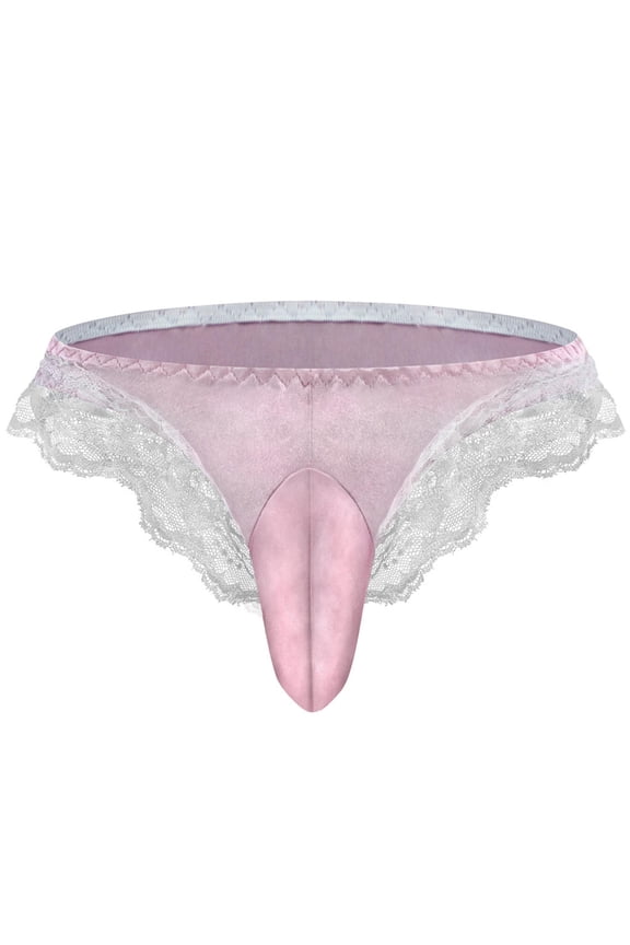 Low Rise Thongs for Men Sexy Bulge Pouch Lace Briefs Classic Fit Lightweight Breathable Underwear for Men