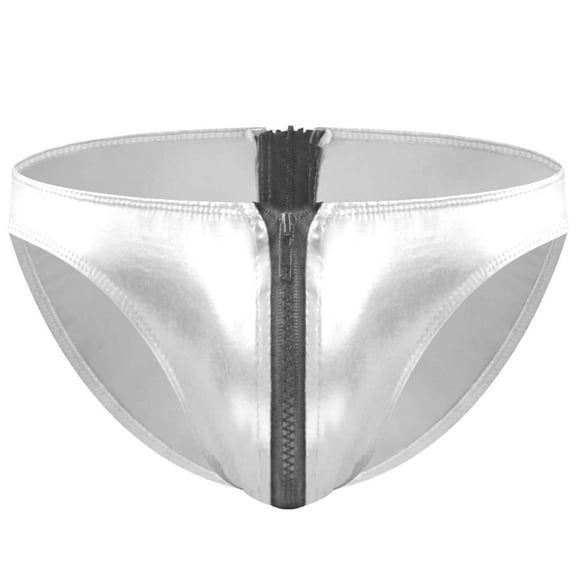 COSFO Men Briefs with Contour Pouch Zipper White Underwear Classic Fit Low Rise Stretch Men's Underwear