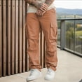 thumbnail image 1 of COSFO Men Cargo Pants Straight Leg Orange Big and Tall with Multi Pockets Casual Pants Outdoor Hiking Relaxed Fit Trousers Mens Pants, 1 of 9