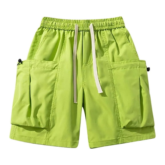 COSFO Men Cargo Shorts Casual Relaxed Fit Elastic Waist Green Drawstring Multi Pocket Outdoor Shorts