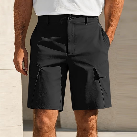 COSFO Men Cargo Shorts Summer Casual Black Shorts Slim Fit with Multi Pockets Work Shorts