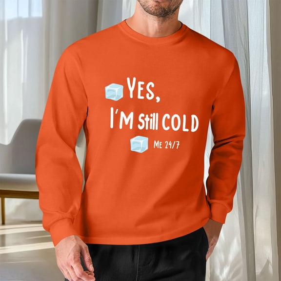 COSFO Men Fall Shirts Letter Print Long Sleeve Crewneck Comfortable Tops Loose Fit Pullover Men Graphic Tees