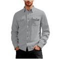 thumbnail image 1 of COSFO Men Jackets Work Gray Winter Corduroy Shacket Long Sleeve Collar Thick Button Down Mens Coats, 1 of 8