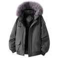 thumbnail image 1 of COSFO Men’S Jacket Gray Full Zip Up Work Faux Fur Hooded Windbreaker Thick Long Sleeve Mens Coat, 1 of 5