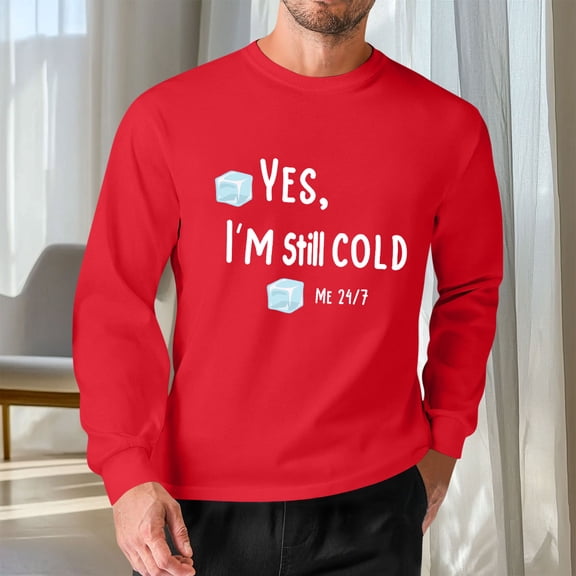 COSFO Men Shirts Casual Comfortable Letter Print Long Sleeve Crewneck Tops Loose Fit Pullover Men Graphic Tees