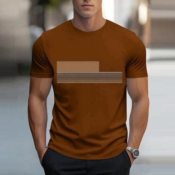 COSFO Men Shirts Short Sleeve Crew Neck Casual Tops Striped Workout Loose Pullover Mens Graphic Tees