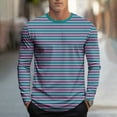 thumbnail image 1 of COSFO Men Shirts Striped Cotton Casual Long Sleeve Tops Pullover Workout Loose Crew Neck Graphic Tees, 1 of 5