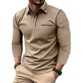 thumbnail image 1 of COSFO Men T Shirts Casual Long Sleeve Solid Cotton Tops Button Loose Pullover Collared Men Classic T-Shirt, 1 of 5