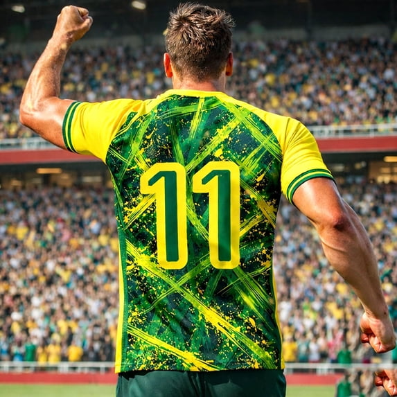 COSFO Football Men's Oversized T-Shirts Mesh Brazil Short Sleeve Graphic Tees Pullover Breathable Loose Fit Patriotic Crew Neck Tops