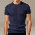 thumbnail image 1 of COSFO Men Tshirts Summer Knit Blue Short Sleeve Shirt Slim Fit Crew Neck Casual Mens T Shirts 3xl, 1 of 5