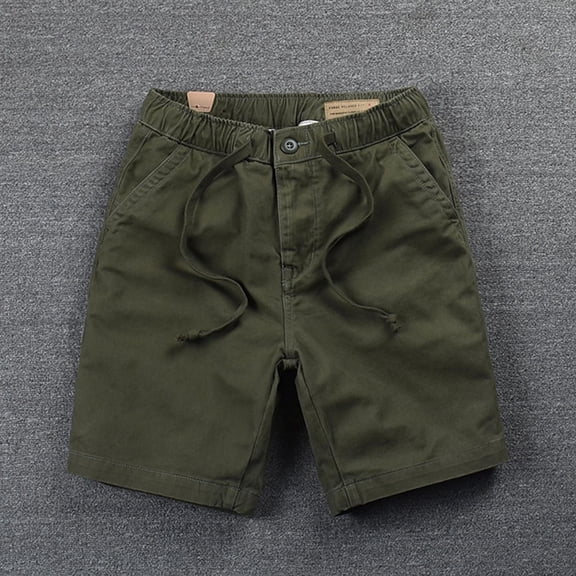COSFO Men's Cargo Shorts Casual Elastic Waist Green Relaxed Fit Drawstring Hiking Work Shorts