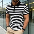 thumbnail image 1 of COSFO Men's Polo Shirts Short Sleeve Casual Golf Striped Graphic Tees Collared Pullover Performance Quick Dry Slim Fit Tops, 1 of 9
