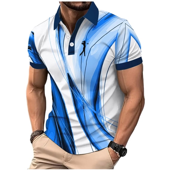 COSFO Men's Polo Shirts Short Sleeve Performance Mesh Golf Shirt Quick Dry Moisture Wicking Pullover Slim Fit Collared Tops