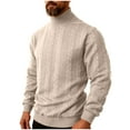 thumbnail image 1 of COSFO Men's Sweaters Cable Knit Yellow Pullover Winter Long Sleeve Turtleneck Basic Tops Warm Slim Fit Long Sleeve Sweaters, 1 of 8