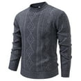 thumbnail image 1 of COSFO Men's Sweaters Crew Neck Gray Long Sleeve Casual Cable Knit Pullover Tops Long Sleeve Slim Fit Warm Sweaters, 1 of 5