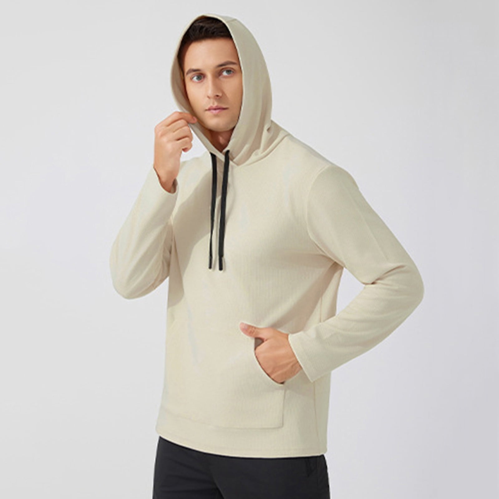 COSFO Men's Sweatshirts Athletic Beige Hooded Shirts with Pocket Loose — free download
