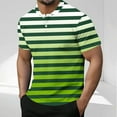 thumbnail image 1 of COSFO Men's T-Shirts Casual Henley Short Sleeve Tops Gradient Pullover Loose Striped Button Mens Graphic Tees, 1 of 5